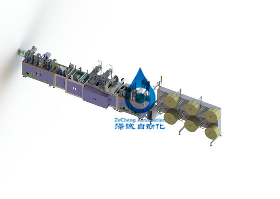 Linha de produção máquina automática da bateria 6KW da máscara da dobradura do controle do PLC